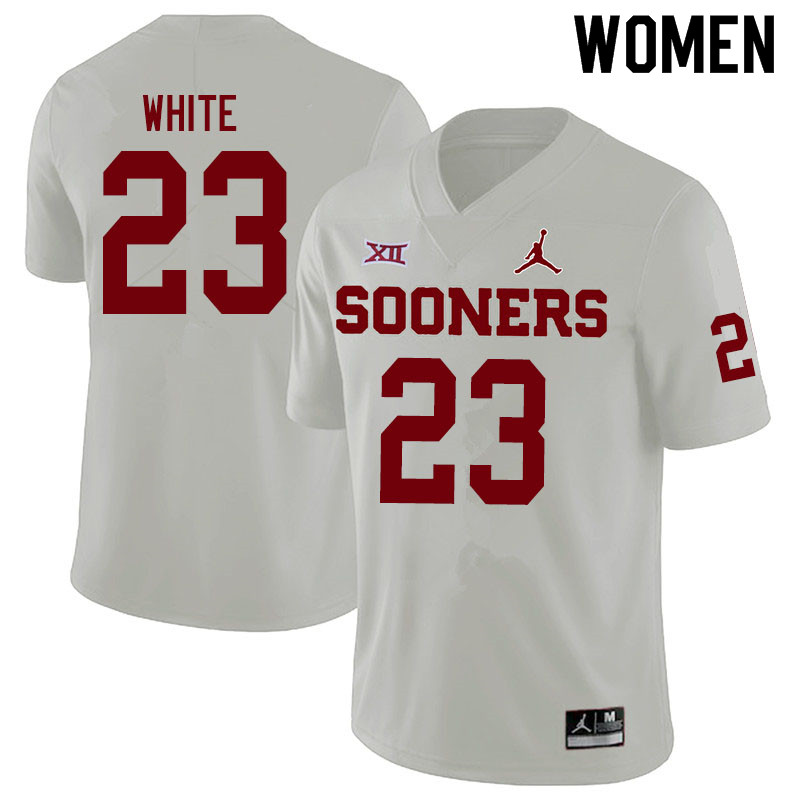Women #23 DaShaun White Oklahoma Sooners Jordan Brand College Football Jerseys Sale-White - Click Image to Close